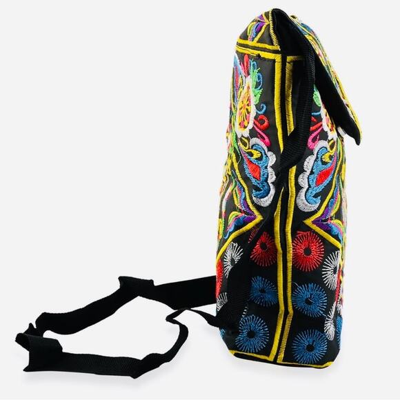 Embroidered Black and Multicolor Women's Bag Set - Picture 3 of 7